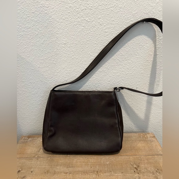 Vintage Anne Klein Chocolate Brown Leather Shoulder Bag Purse Very Soft - Picture 1 of 12